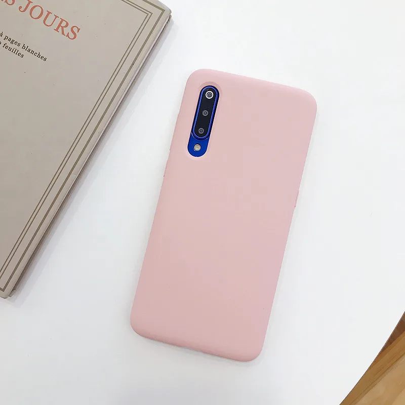 Cherry Pink Aibevi чехол для телефона для Xiaomi Mi 9 9 SE Встроенный чехол s карамельный цвет Coque высокое качество Капа чистый жидкостный Мягкий силиконовый чехол - Цвет: Cherry Pink