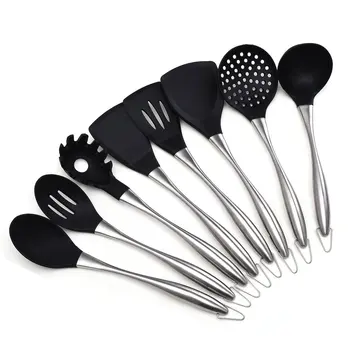 

8pcs/Set Cooking Tools Spatulas Spoon Scoop Steel Handle Heat-Resistant Non-Stick Baking Cookware Kitchen Utensils Gadgets