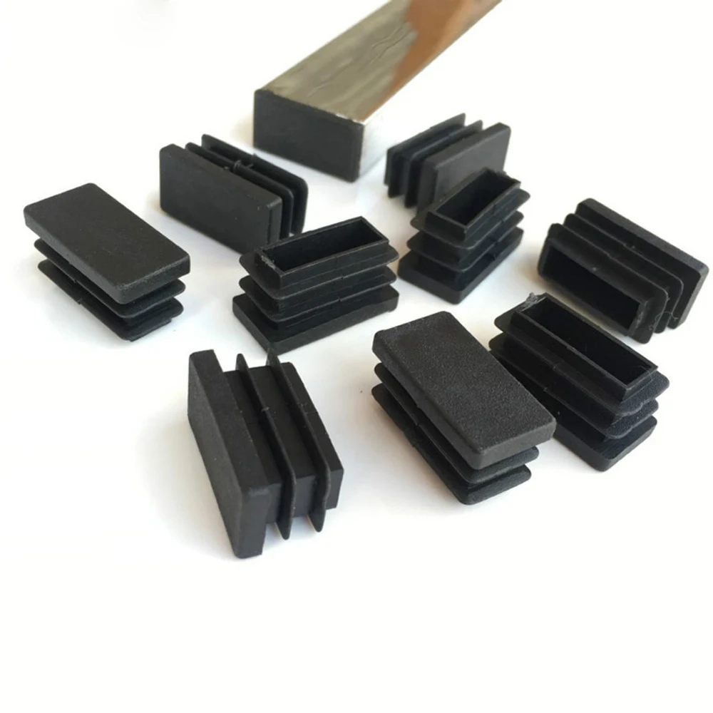 2/5/10pcs Rectangle Plastic Black Blanking End Cap Caps Tube Pipe Inserts Plug Bung Steel Leg Stopfen 10x20mm~30x100mm