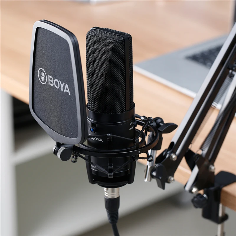 

BOYA BY-M1000 Condenser Microphone Large Diaphragm 3 Polar Patterns for Singer Songwriter Podcaster Voiceover Artist Studio Mic