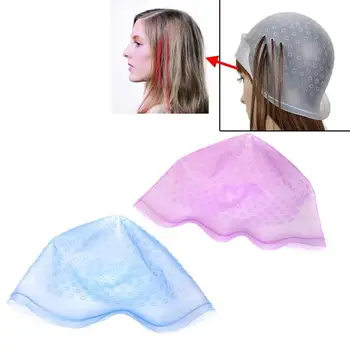 

Professional Silicone Dye Hair Cap with Needle Reusable Hat Styling Tool Dyeing DIY Hair Hair Color Caps B2V6