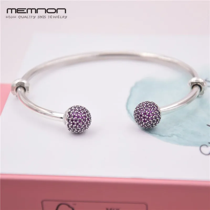Memnon, 925 пробы, серебряные, много видов открытых браслетов для женщин, с шариковым зажимом, подходят для шармов, браслеты из бисера, сделай сам, хорошее ювелирное изделие YSZ031 - Цвет камня: YSZ060