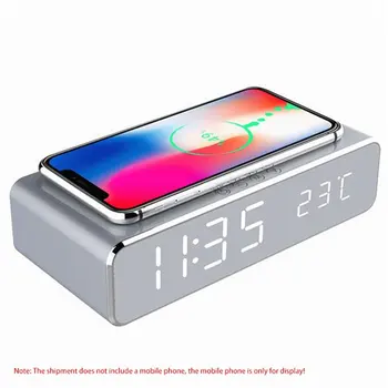 

Multifunction Alarm Clock for Indoor Thermometer Wireless Charging for Phone Time Display Date Display