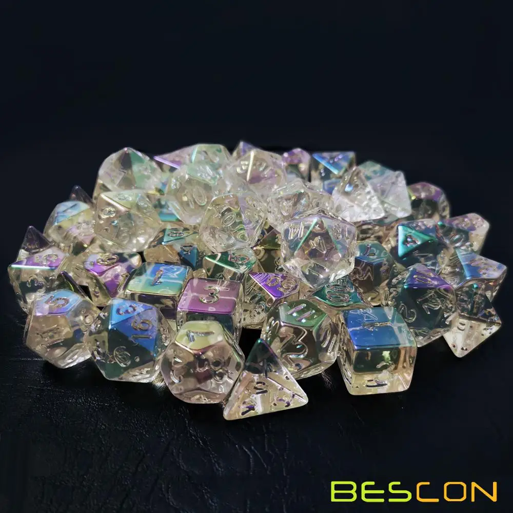Bescon Unpainted Raw Plating Polyhedral Dice Set of Pearly Transparent, RPG Dice Set of 7 6