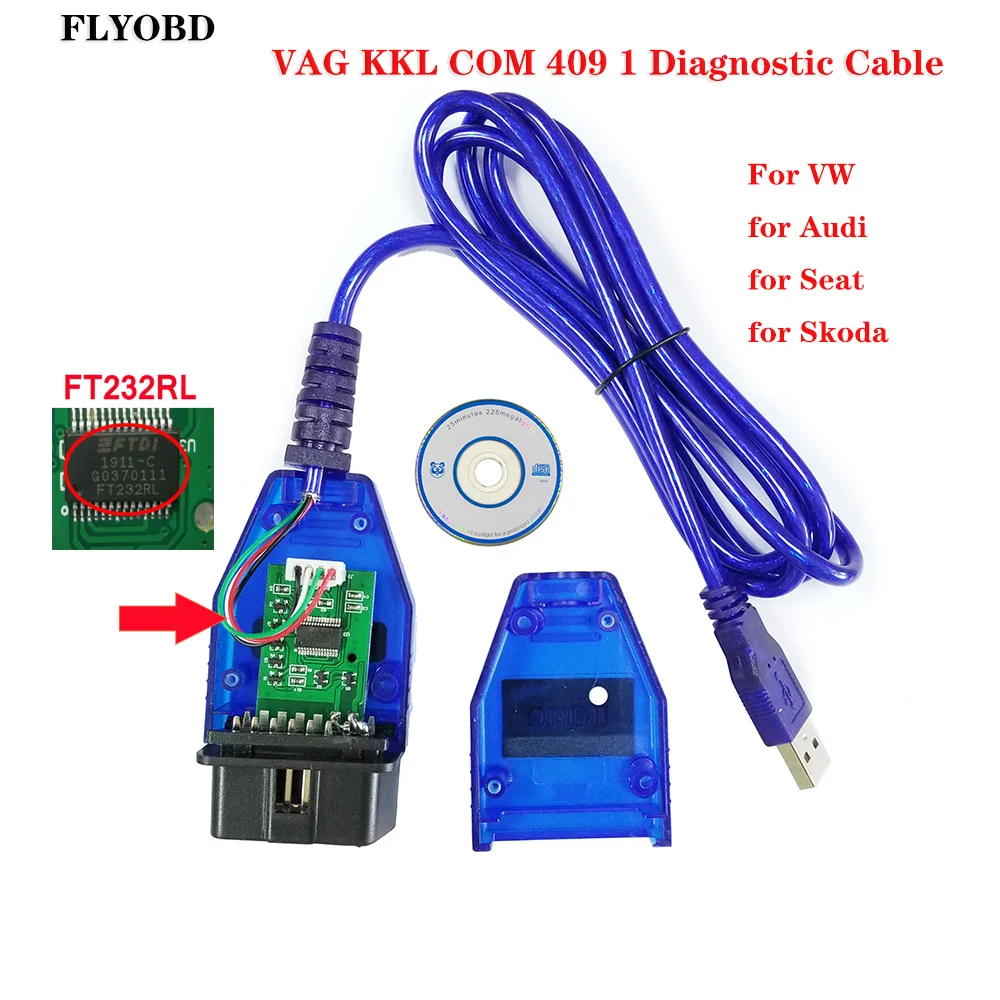 VAG KKL 409 1 VVagCom 409Com OBD2 Диагностический кабель USB сканер vag kkl сканирующий инструмент