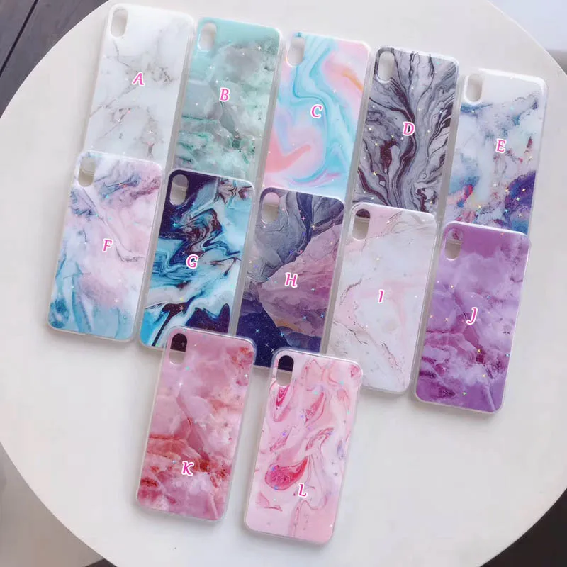 Для Iphone 11 Pro Max XR XS Max X 8 7 6 Plus мраморный Звездный мягкий TPU IMD блестщик чехол природный гранитный камень рок 10 шт