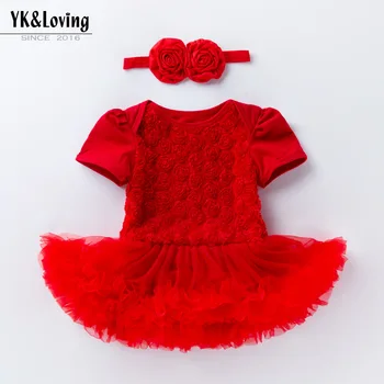 

New Style Baby Clothes Batch Baby Girls Short Sleeve Composite materials Rose BABY'S Gown Two-Piece Set