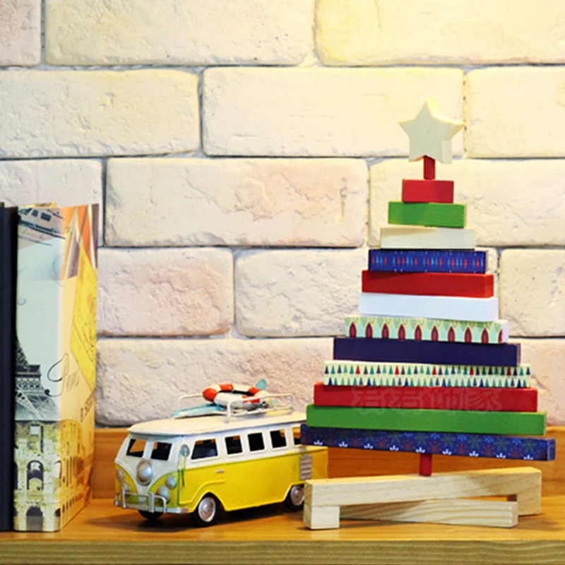 

Hot Sale Christmas Tree Pendants Xmas Tree Mini Rotating Wooden Desktop Ornaments Decorations Creative Christmas Home Decor Gift