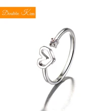 С цирконием в виде сердец регулируемое кольцо медный сплав серебряное покрытие Размер кольца модные Модные женские ювелирные изделия подарок на день рождения