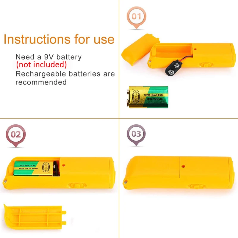 Pet Dog Repeller Anti Barking Stop Bark Training Device Trainer LED Ultrasonic 3 in 1 Anti Barking Ultrasonic Without Battery-3