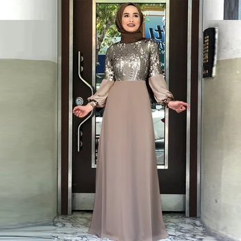 

Muslim Chiffon Sequin Abaya Dubai Evening Hijab Dress Women Pakistan Kaftan Islam Clothing Caftan Dresses Arabische Kleding