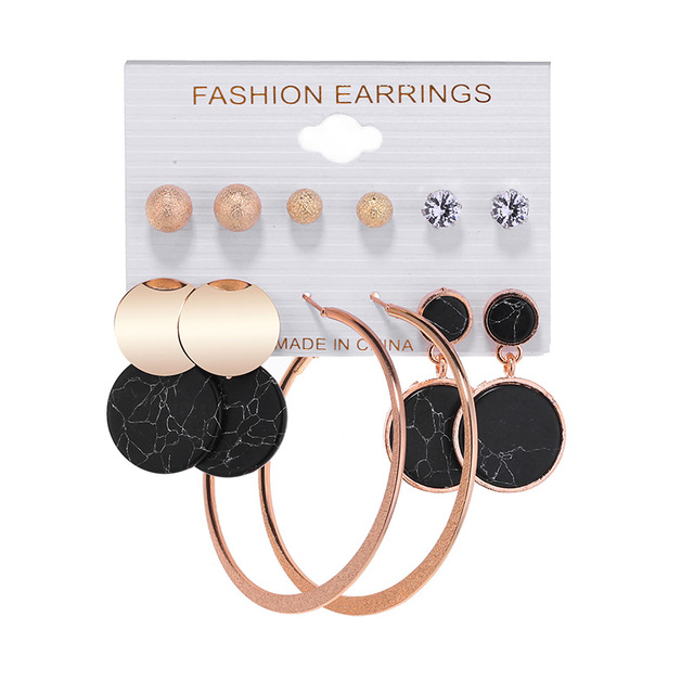 Punk Hoop Earrings Set Big Circle Earrings Jewelry for Women Girls Steampunk Ear Clip Punk Style Earring Ear Ring