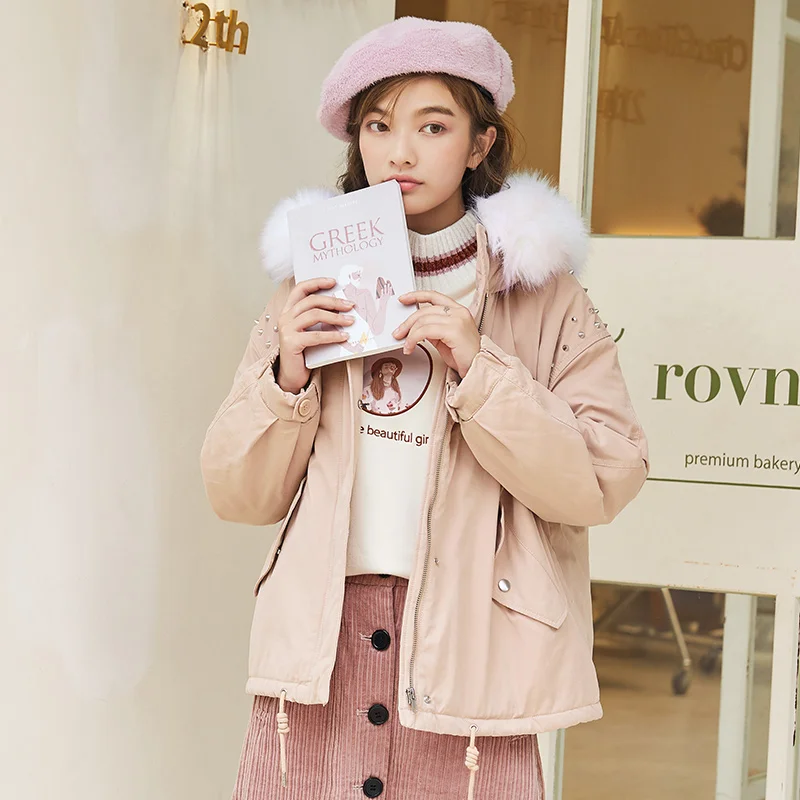 pink Женская хлопковая парка SEMIR s, новинка, Зимняя женская плотная короткая парка больших размеров - Цвет: pink