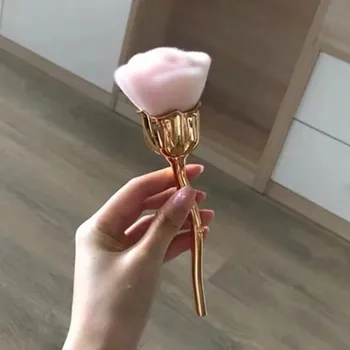 

2 in1 Nail Art Glittter Power Dust Brush Nail Cleaning for Manicure Metal Rose Head Blush Brushes Tool Gel Nail Care Accessories