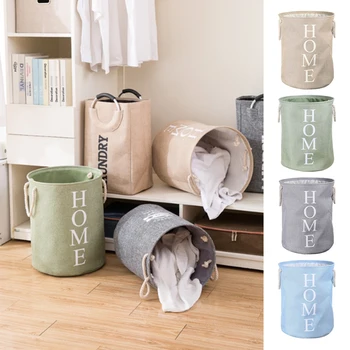 

Laundry Clothing Basket Water-resistance With Handles Bin Cotton Linen Clothes Storage