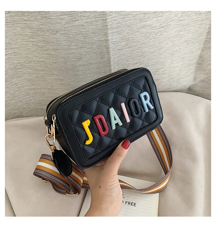 

2019 New Style Mini Bag Summer Fashion Rhombus Versatile Hipster Literature And Art Lettered Western Style Broadband Shoulder Ba