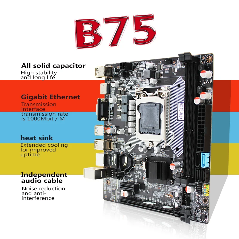 

B75 desktop motherboard LGA1155 i3 i5 i7 CPU support ddr3 memory 100% tested intact free delivery
