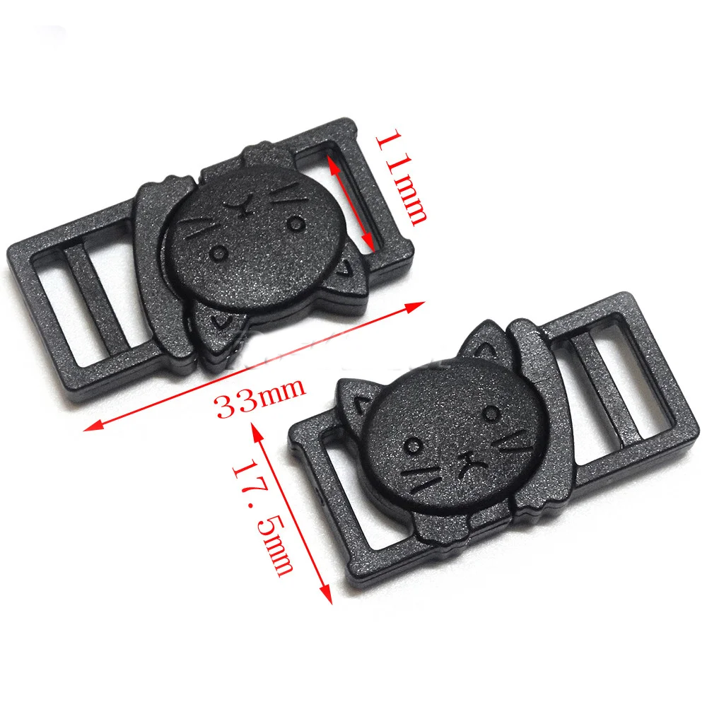 

AINOMI BABY Breakaway Buckle 'Cat' Plastic Curved Cat-Head Safty Breakaway Buckle Black Cat Collar Paracord