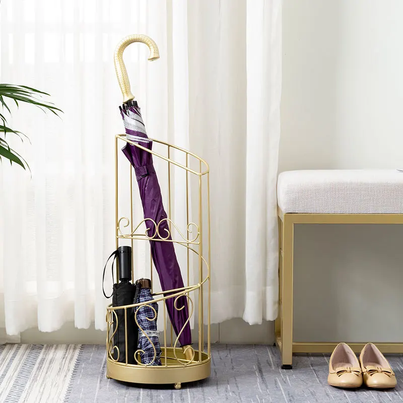 Modern Gold Metal Umbrella Stand Holder For Home Hotel paraguero hogar Bumbershoot Rack Organizer High Quality