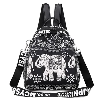 

1PCS Shoulder Bag Women's New National Style Fashion Printing Waterproof Oxford Cloth Bag Mother Mass Travel Backpack