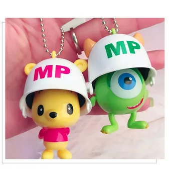 

HWASY1804 new Version Cartoon Creative Helmet Pooh Mickey Minnie Doll Car Keychain 2020 Opening Promotion Gift keyring wholesale