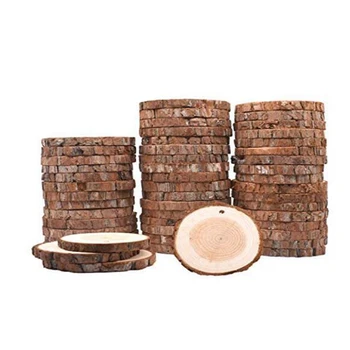 

50 PCS Wood Slices 6-8 cm Natural Wood Slices Drilled Hole Unfinished Log Wooden Circles for DIY Crafts