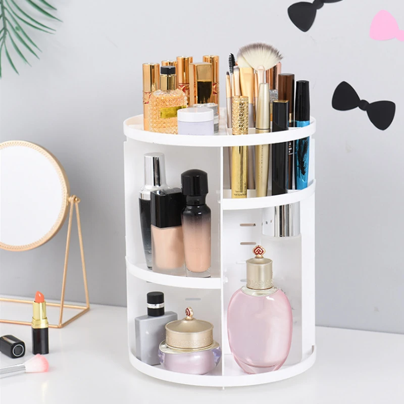 

LIYIMENG 360-degree Rotating Makeup Organizer Box Portable Cosmetic Storage Box Adjustable Makeup Storage Holder Rack