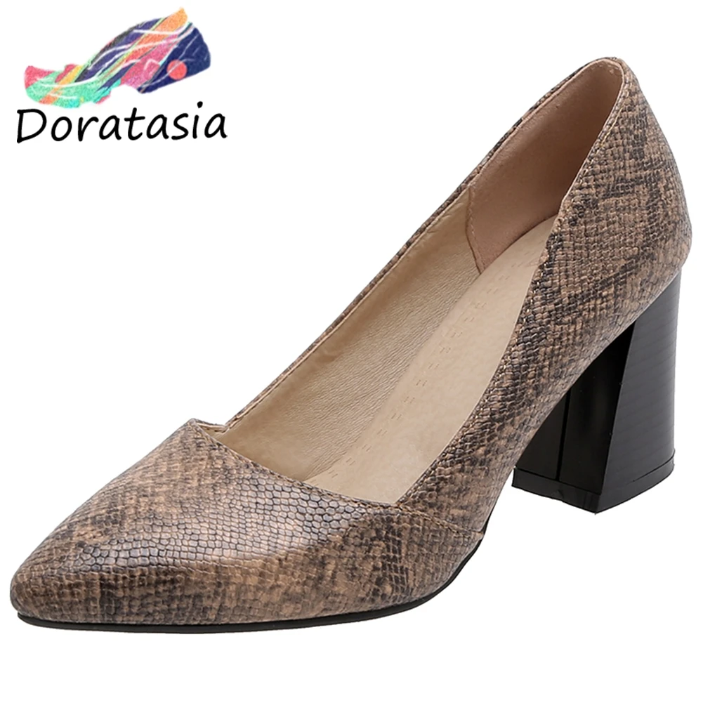 

DORATASIA plus size 32-48 new INS hot ladies chunky high heels pumps fashion pointed toe pumps women party ol shoes woman