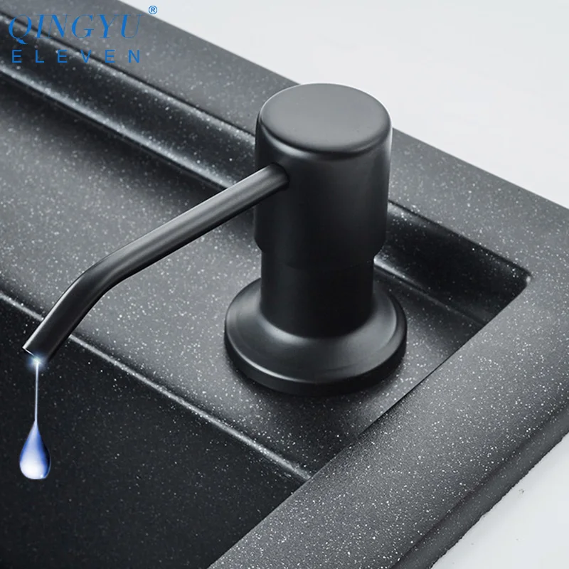 

QINGYU ELEVEN Black Stainless Steel Sink Soap Dispenser ABS Plastic Bottle Pump Hand Liquid Soap Dispenser