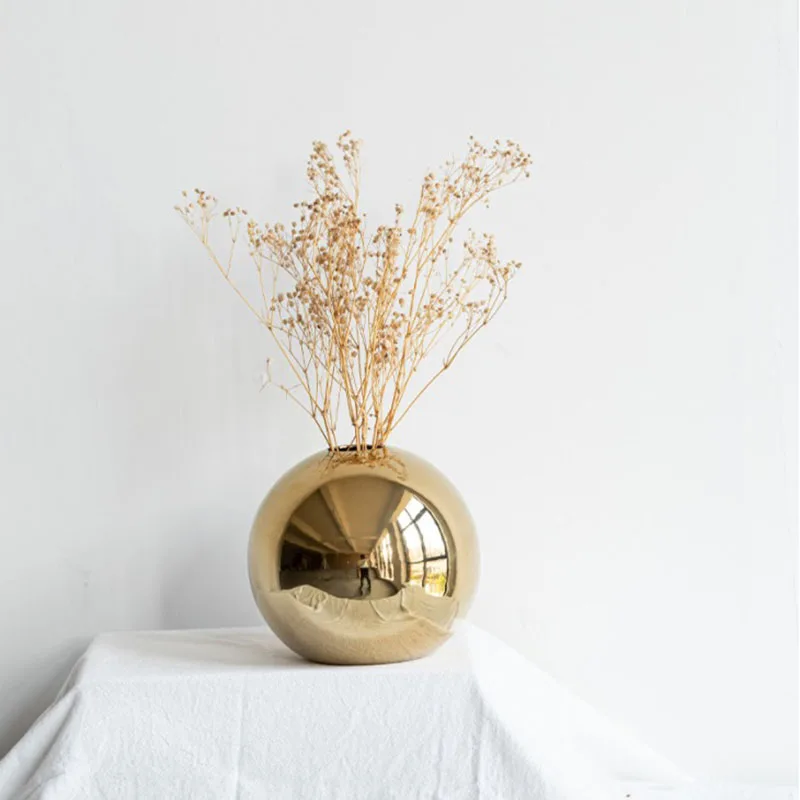 

Nordic Golden Ceramic Vase Round Ball Wedding Decoration Vases Desktop Decoration Home Decor Desktop Decoration Flower Pot Вазад