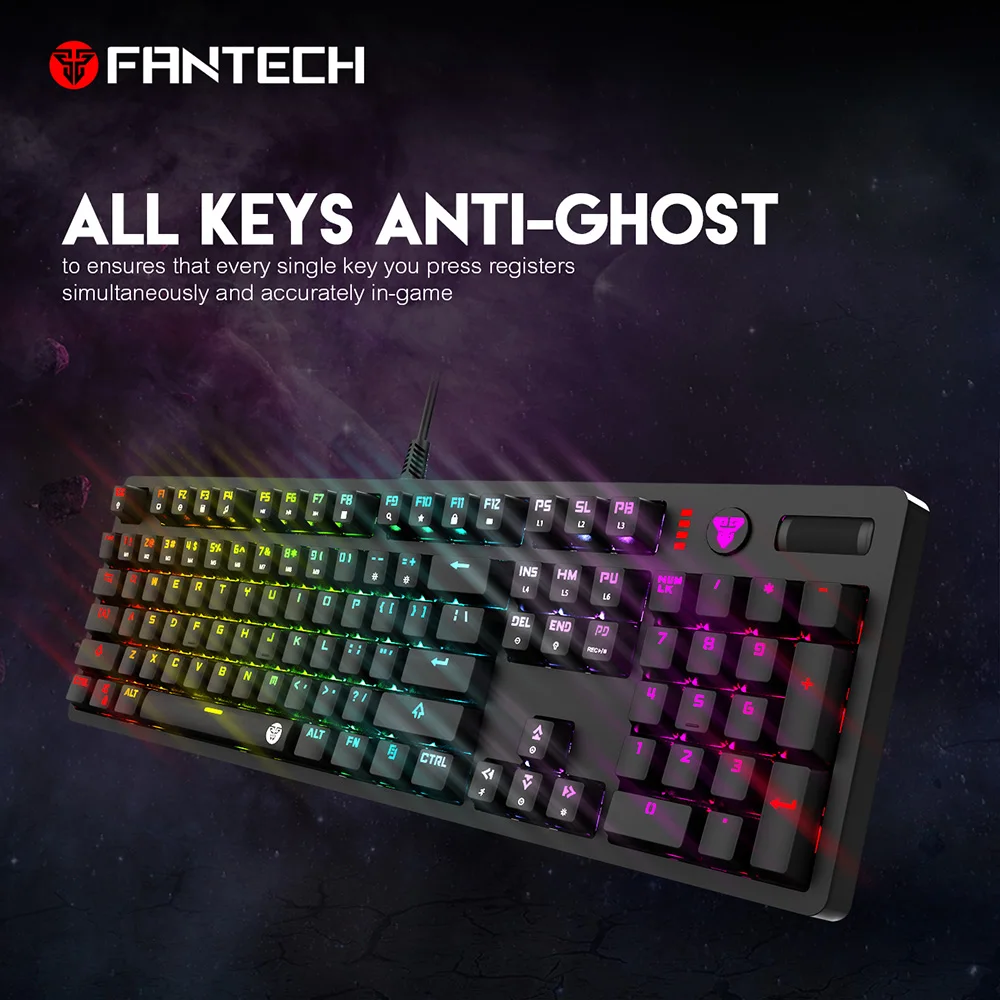 Fantech MK851 Gaming Keyboard 104 Keys English RGB Backlit Blue And Borwn All Buttons Have No Conflicts Gamer | Компьютеры и офис