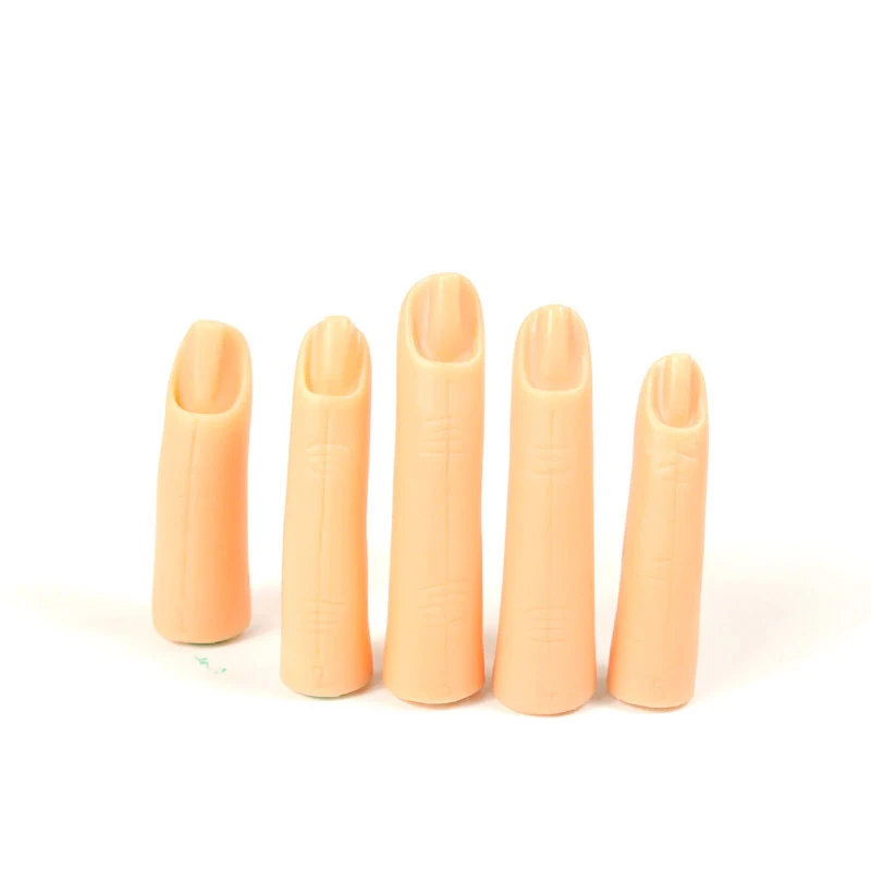 5pcs/set Silicone Practice Nail Art Training Hand Finger Adjustable Fake Finger Manicure Tool
