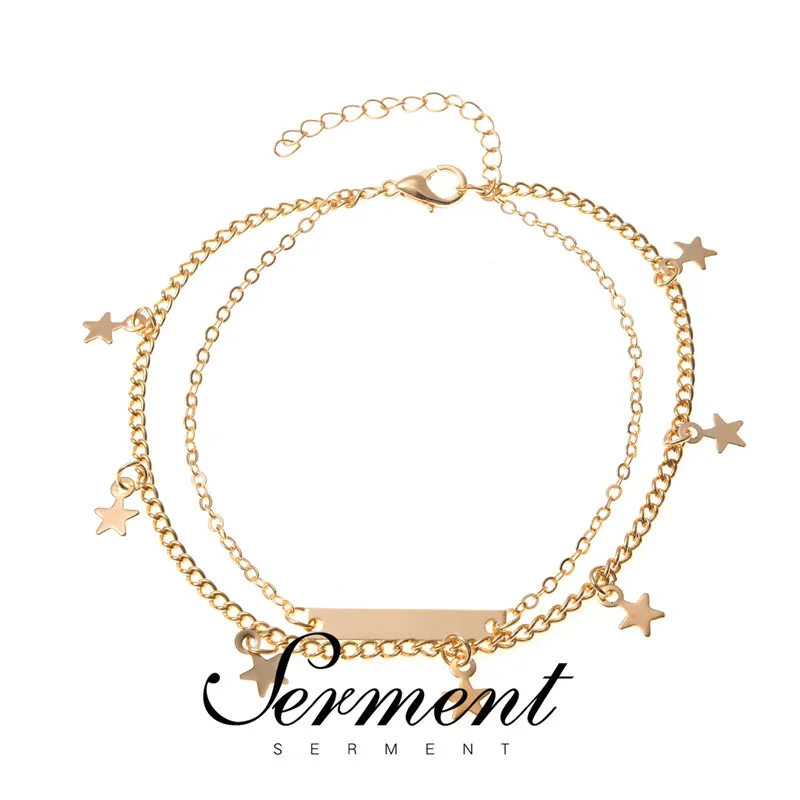 

SERMENT Metal Five-Pointed Star Ankle Bracelet Fashion Double Anklets Women Foot Legs Bracelet Anklet Jewelry Accessories 2020