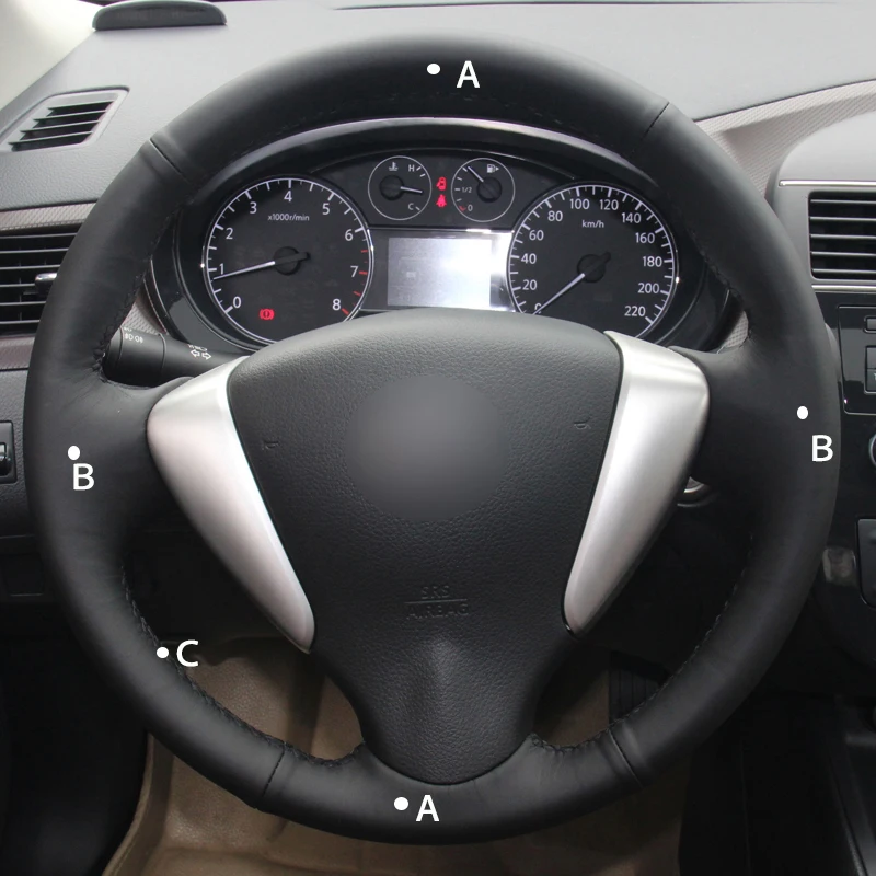 Ручное шитье DIY автомобильный чехол на руль из замши для Nissan Tiida Sylphy 2012- Versa- Versa Note NV200