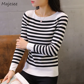 

Sweater Women O-neck Striped Long Sleeve Womens Sweaters and Pullovers High Quality Females Korean Top Regular Harajuku Clothes