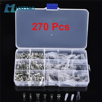 

150 Pcs 270 Pcs 2.8/4/4.8/6.3mm Brass Crimp Terminal Male Female Spade Connector Electrical Wire Connector Plug Auto Accessories