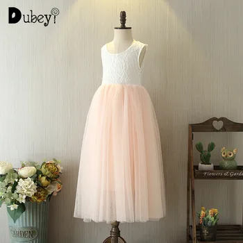 

Flower Girls Long Dress Children Solid Color Tulle Dress for Kids Toered Princess Vestido for Birthday Party