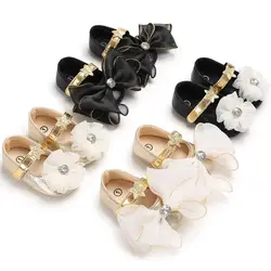 Newborn Girls Shoes Flowers Bow Baby Girl Dance Party Shoes Spring Autumn Toddler Footwear First Walkers