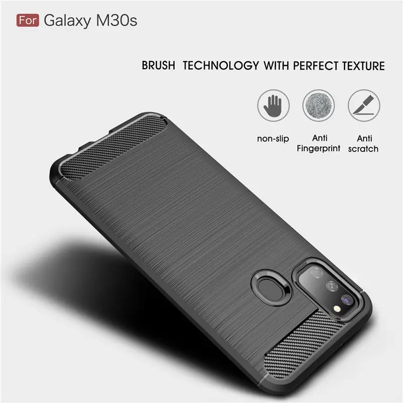 For Samsung M30S M30 M20 M10 Carbon Fiber Case Protection Soft Silicone TPU Case For Galaxy A9 A8 A7 A6 Bumper Matte Cover