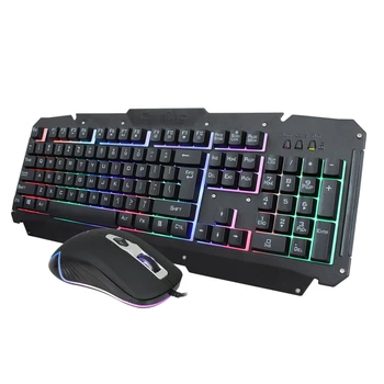 

Multiple Color Rainbow Led Backlit Mechanical Feeling Usb Wired Gaming Keyboard and Mouse Combo for Pubg Lol Dota2