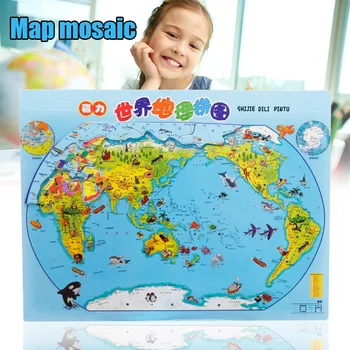 

Children Kids Wooden Puzzle World China Map Early Education Learning Educational Toy L9