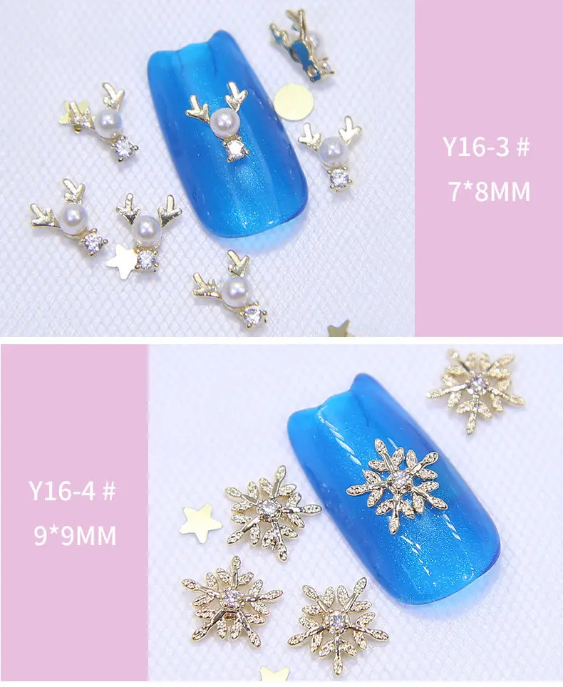 5pcs/lot 3D Christmas Tree Snowflake Zircon Crystal Nail Art Rhinestone Alloy metal manicure DIY Nail Decoration Nails charms