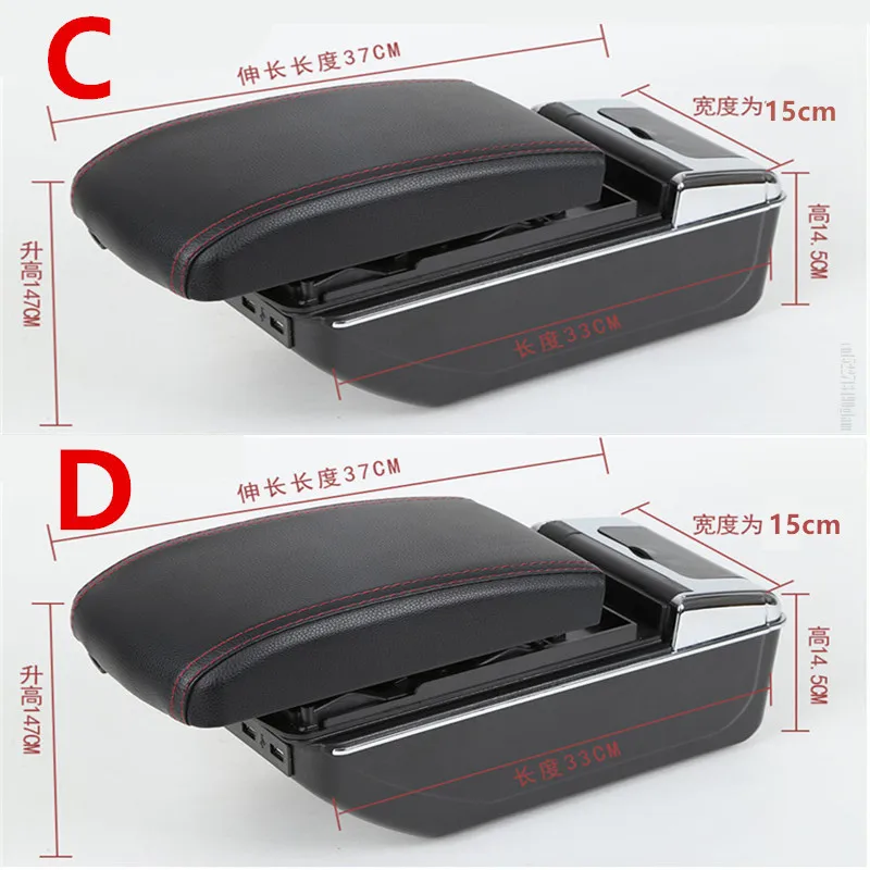 Leder Auto Center Console Armlehne Storage Box für Ford Fiesta 2003 2004  2005 2006 2007 2008 / Fiat Armlehnen mit USB - AliExpress