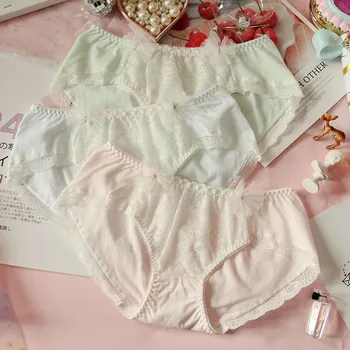 

Princess sweet lolita underwear Japanese Soft Girl Sweet Lovely Ice Cream Color Lace Bow Sexy Pure Cotton underwear LP056