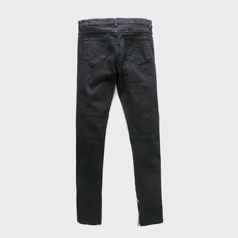 Moomphya 2018 новый для мужчин черный на молнии джинсы для женщин Тонкий Тощий хип хоп байкерские джинсы из денима брюки девочек