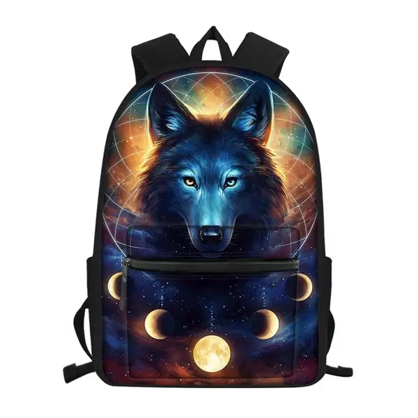 Хаоюань детский школьный полотняный рюкзак "Fantasy Wolf" узор школьный рюкзак с изображением милых животных модная детская одежда туристические рюкзаки - Цвет: CDWX3799Z58