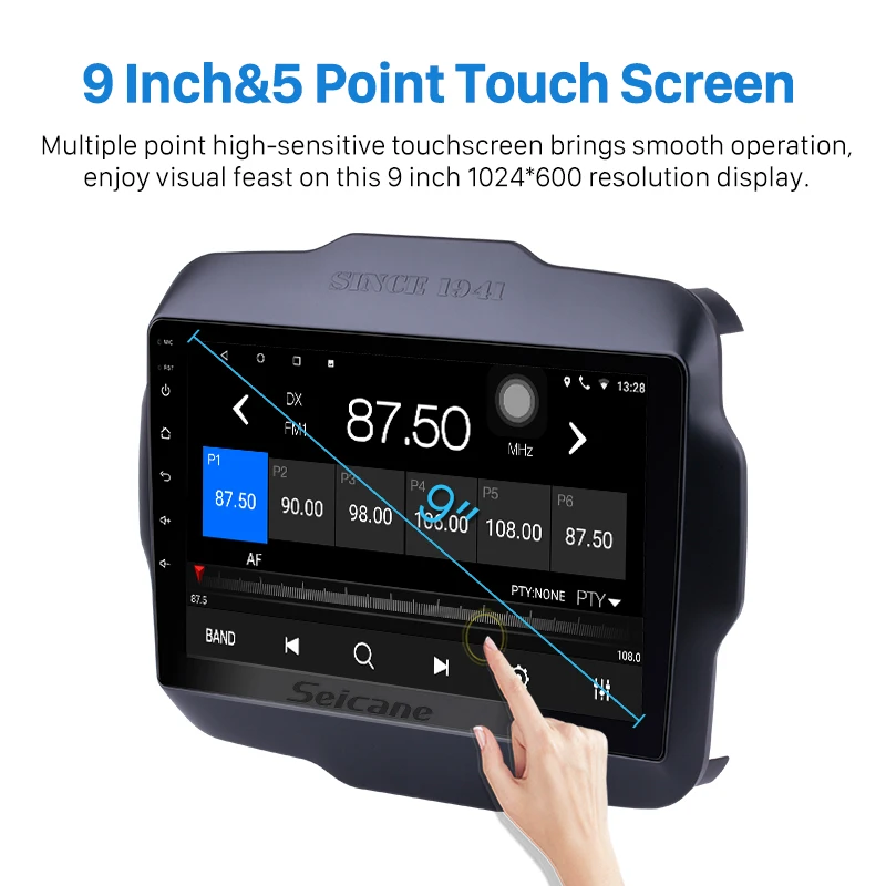 Clearance Seicane 2 DIN 9" Android 8.1/9.0 Car GPS Radio Stereo Head Unit Wifi Multimedia Player For 2016 Jeep Renegade Support Bluetooth 4