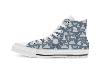 

Arctic Animal Icebergs blue and mustard Fun Pattern High Top Canvas flat Casual Custom Design shoes Drop Shipping