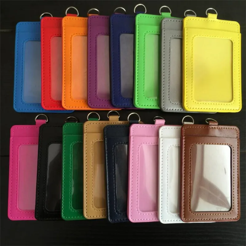 610 PU Leather material double card sleeve ID Badge Case Clear Bank Credit Card Badge Holder Accessories wallet card holder card holder credit card holder card wallet id card holder id card case card sleeve card sleeves