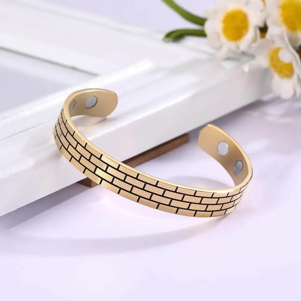 MAGSS2019091804-GOLD COOLTIME для женщин и мужчин, забота о здоровье, германиевый Магнитный браслет для артрита и запястного туннеля, браслет из нержавеющей стали для силовой терапии - Окраска металла: MAGSS2019091804-GOLD